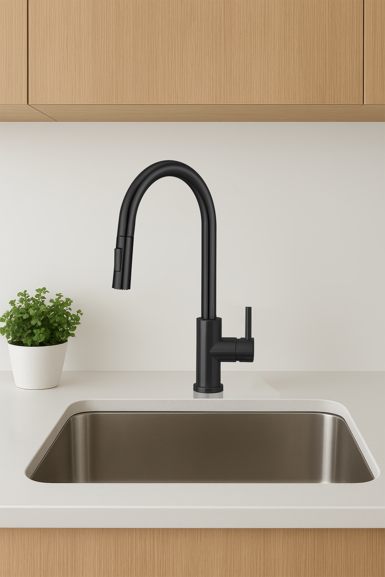 Grifo modelo AcostaEBK431 en una cocina blanca