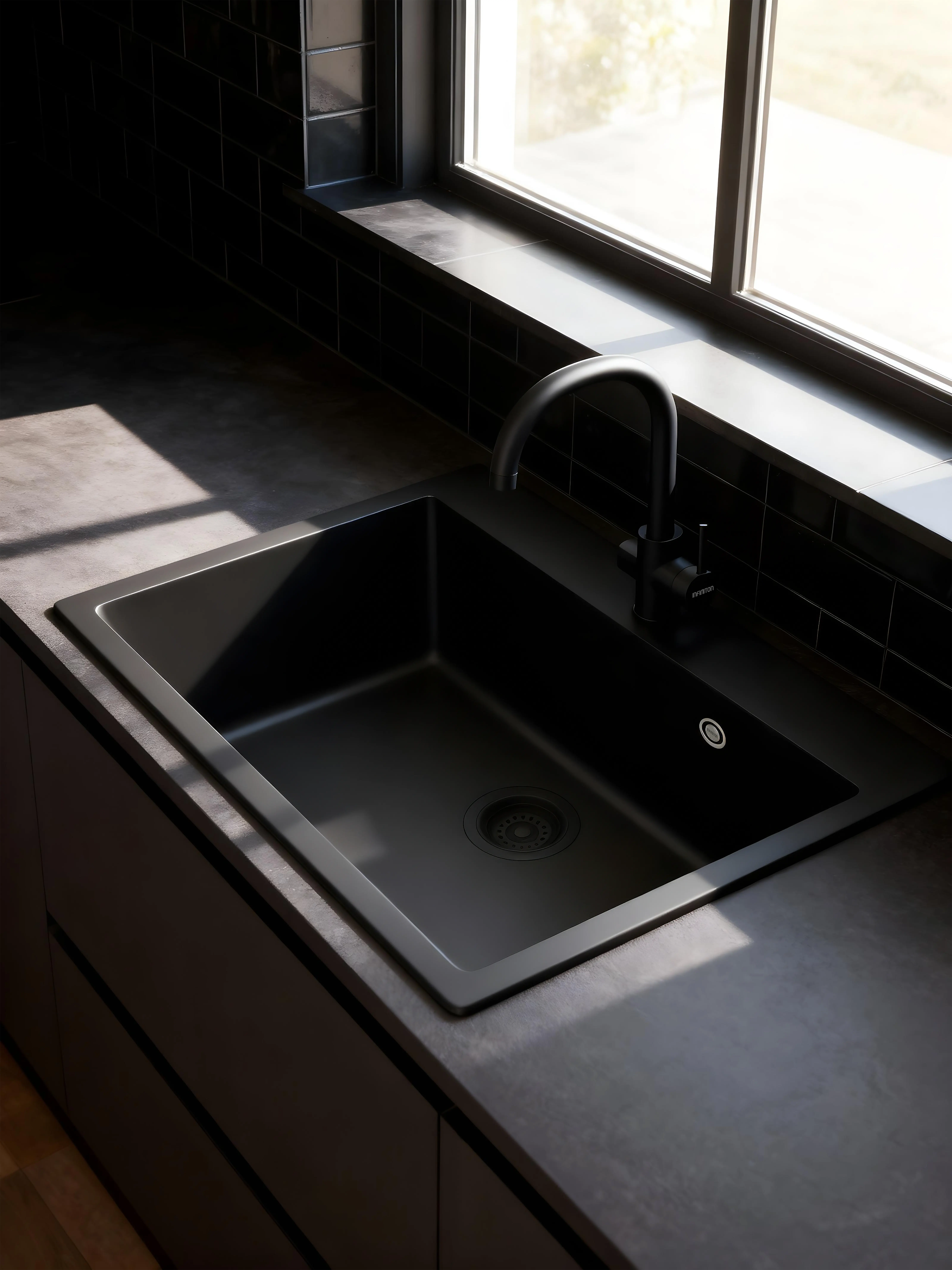 Fregadero modelo Disfrutar40.40QZ en una cocina blanca