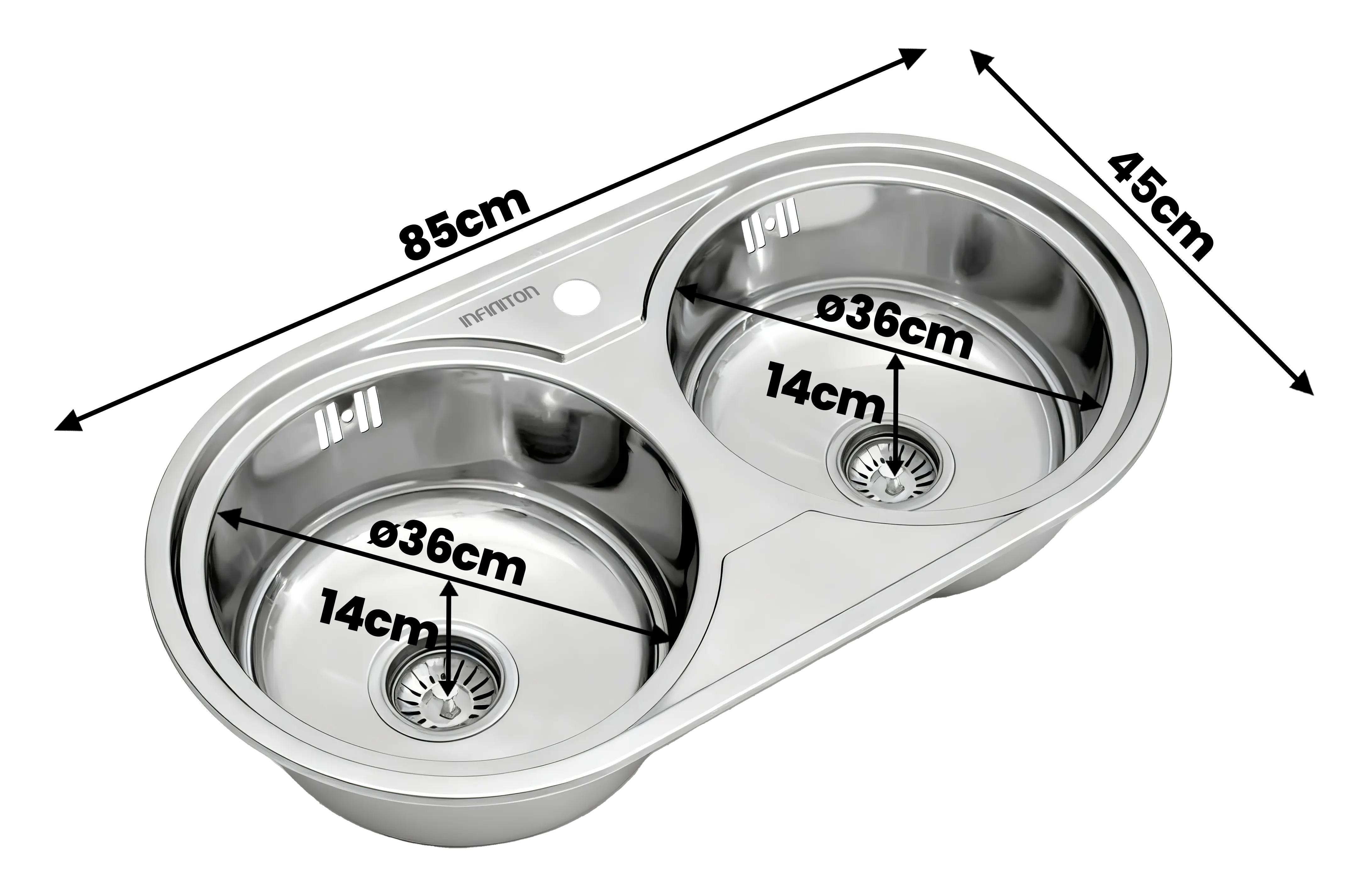 Fregadero Reale85C2 con medidas