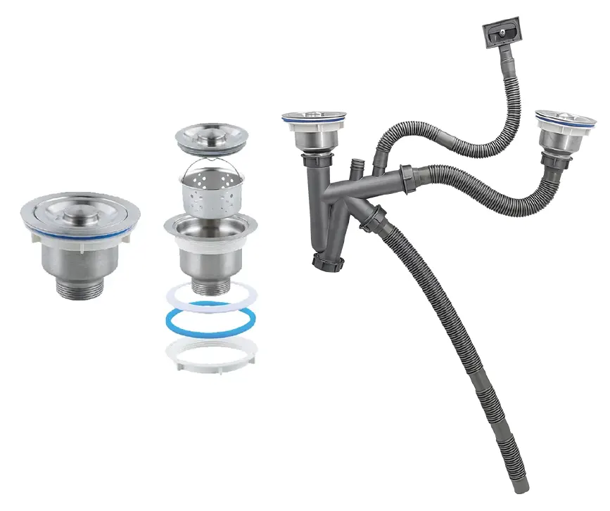 Despiece de los accesorios incluidos en el paquete del fregadero