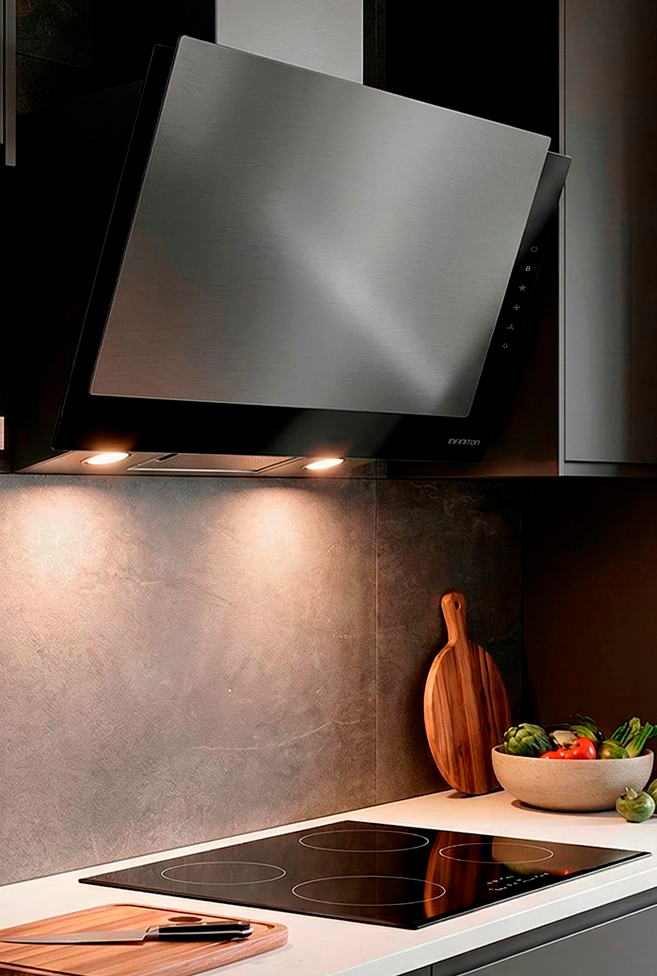 Campana CMPTRAL-SS90U integrada en una cocina moderna