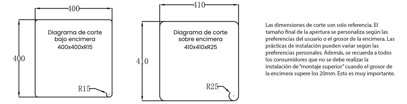 Esquema de instalación del modelo Disfrutar40.40QZ