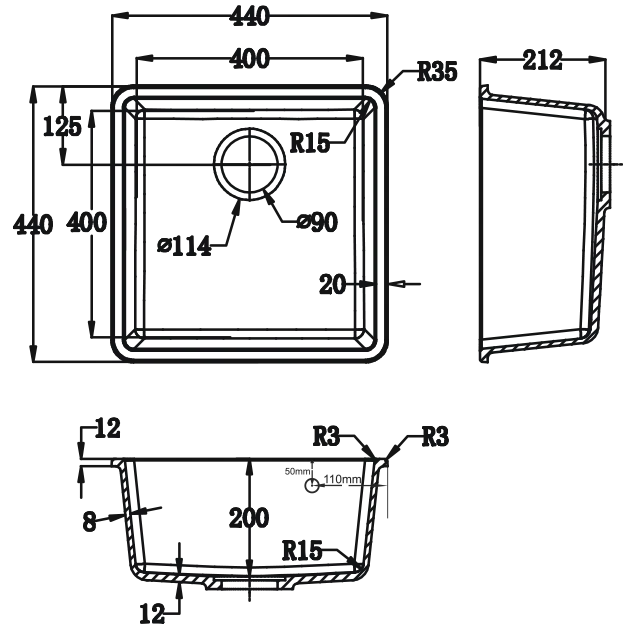 Esquema de medidas del modelo Disfrutar40.40QZ