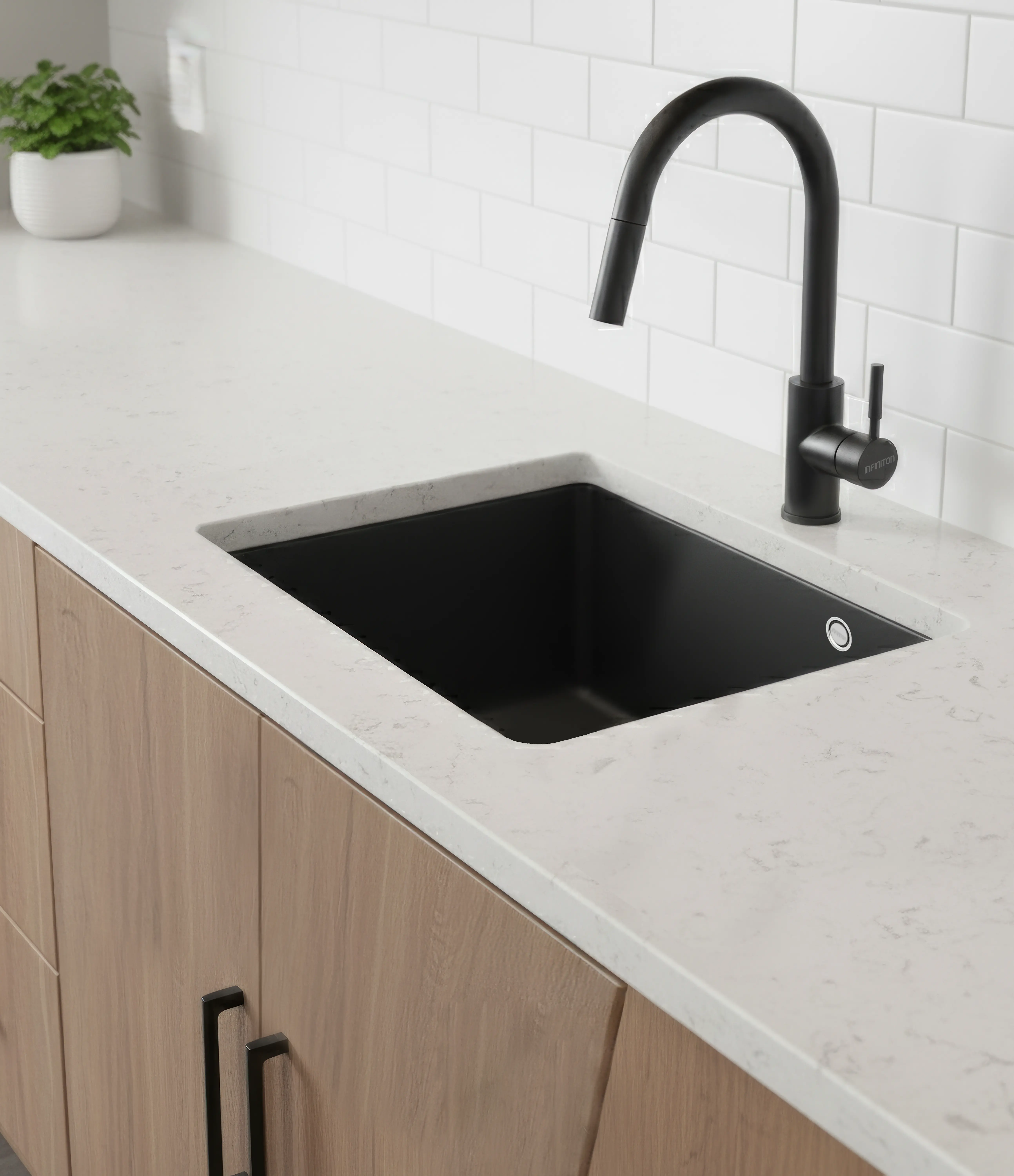 Fregadero modelo Disfrutar50.40QZ en una cocina blanca