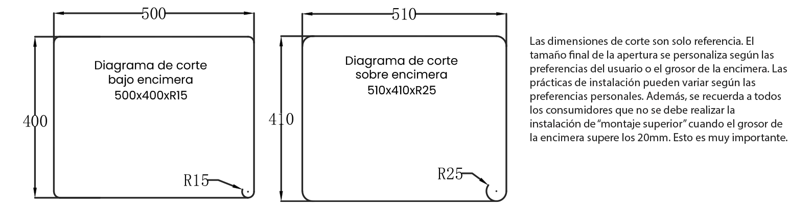 Esquema de encastre del modelo Disfrutar50.40QZ