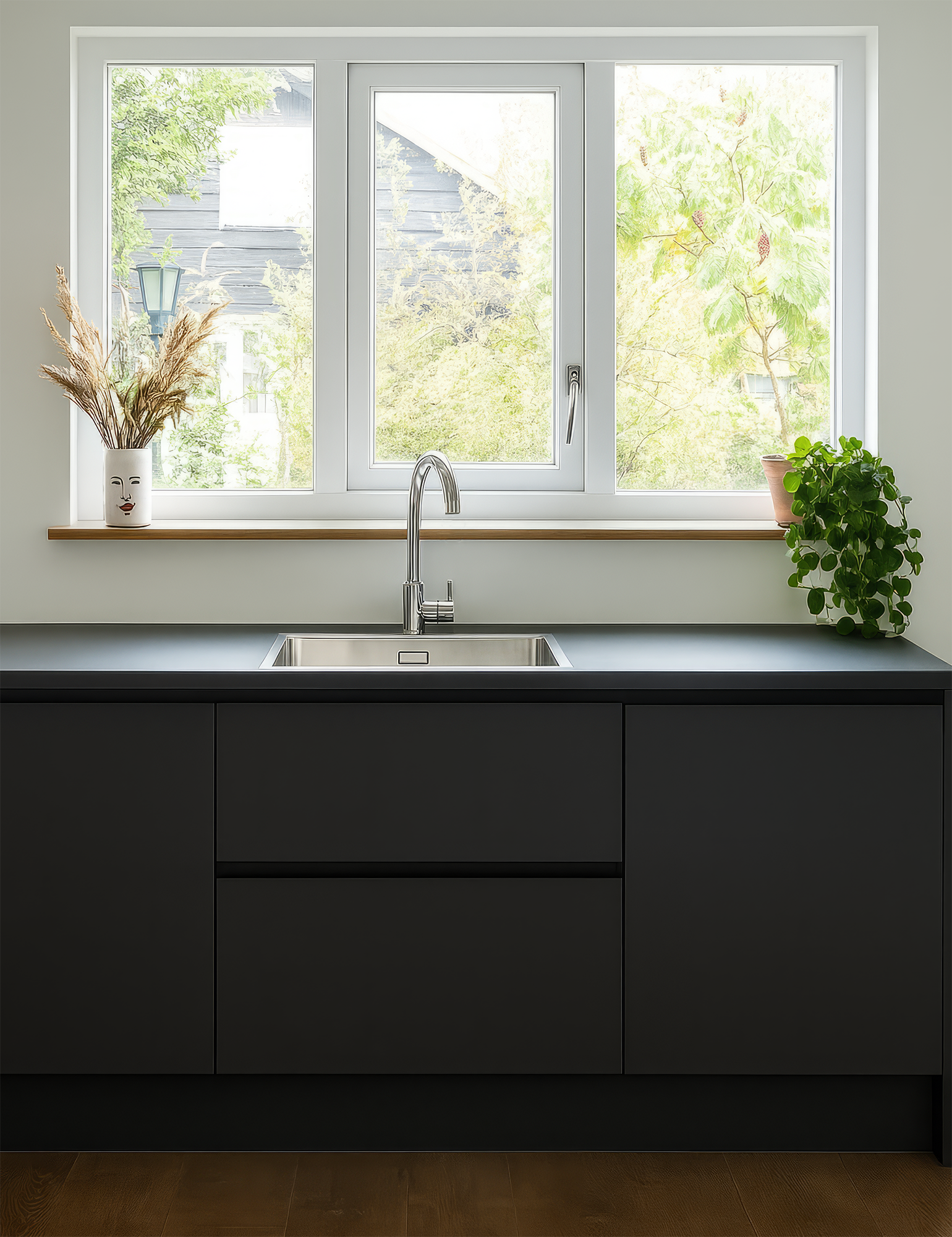 Grifo modelo LeónACH341 en una cocina negra