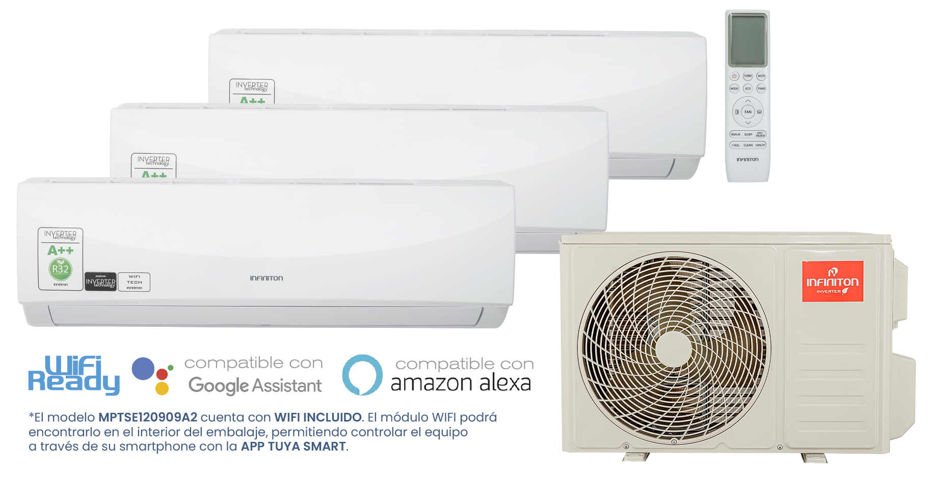 MPTSE120909A2 aire acondicionado con máquina exterior y mando