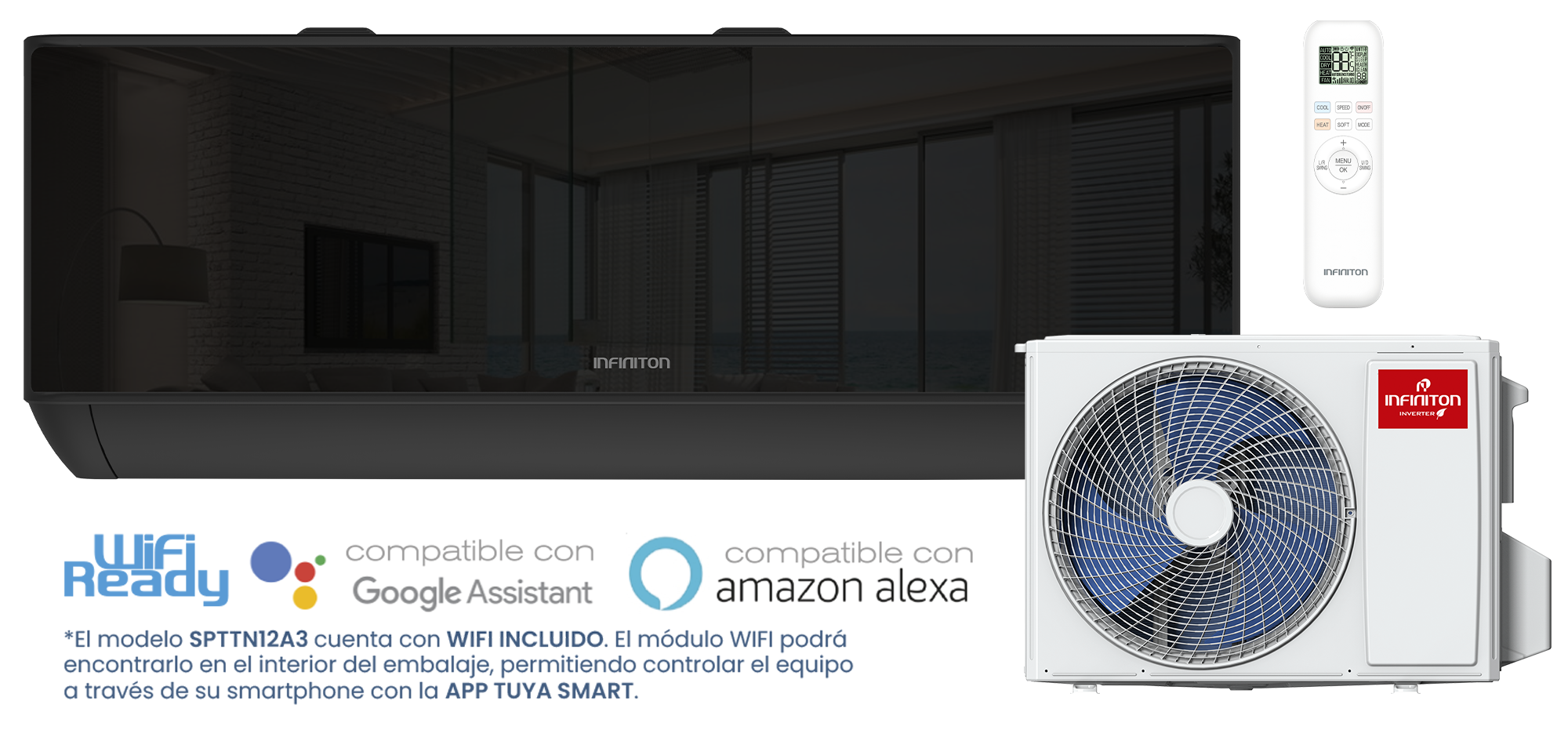 SPTTN12A3 aire acondicionado con máquina exterior y mando