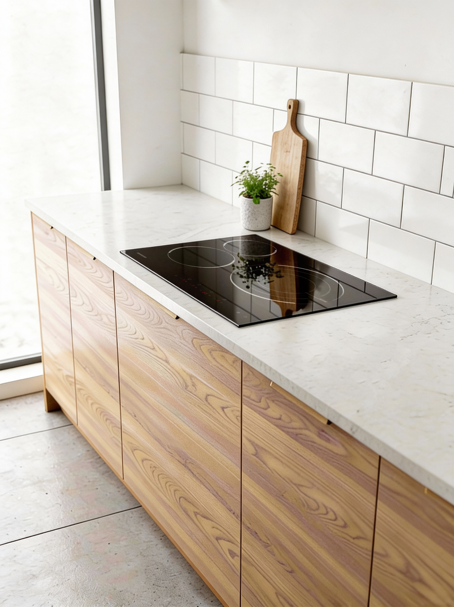 Placa vitrocerámica encendida