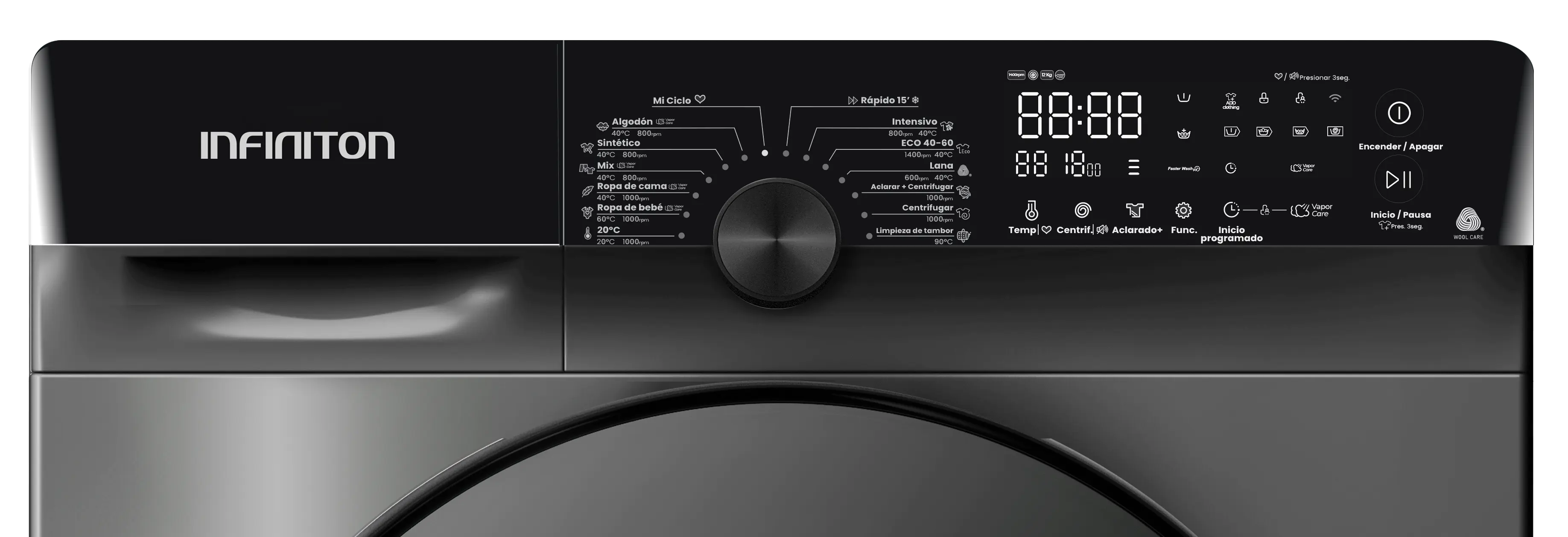 Detalle display de la lavadora