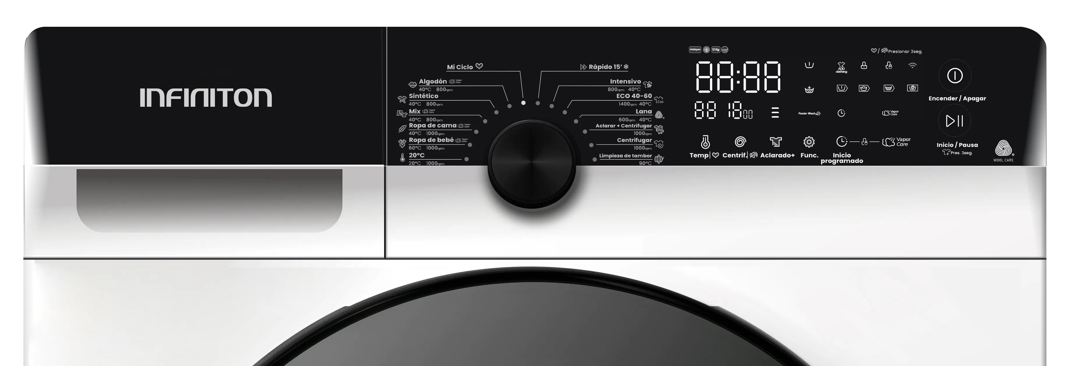 Detalle display de la lavadora