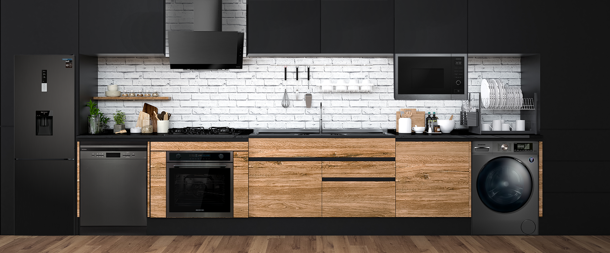 Cocina oscura con electrodomésticos de color Dark Inox Cocina oscura con electrodomésticos de color Dark Inox