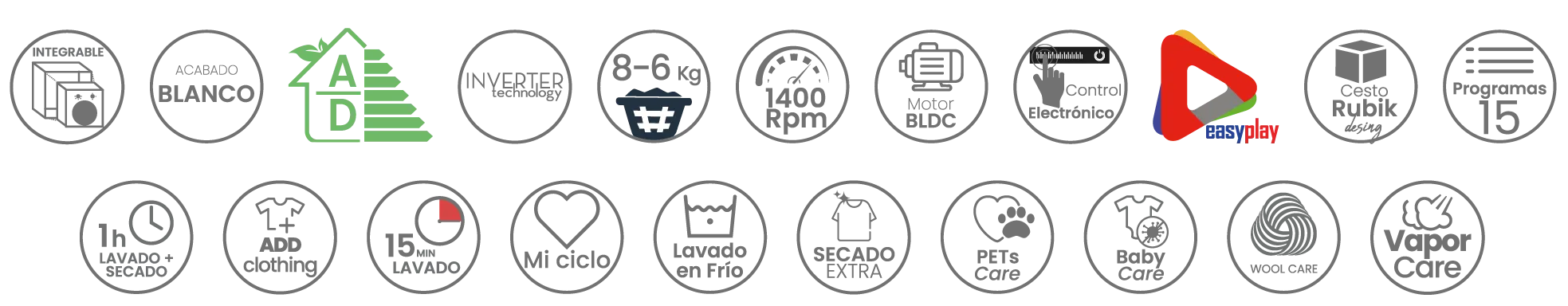 Iconos modelo WSD-BBG86WAD Iconos modelo WSD-BBG86WAD